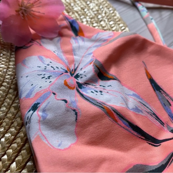 Maaji Plunge Reversible Floral Coral Tie One Piece Swimsuit - Picture 4 of 9